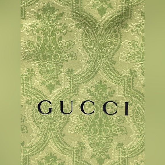 Gucci EMPTY Green Shopping Gift Tote Bag with Handles Floral Pattern 11.2x6.5x2" - Picture 2 of 7